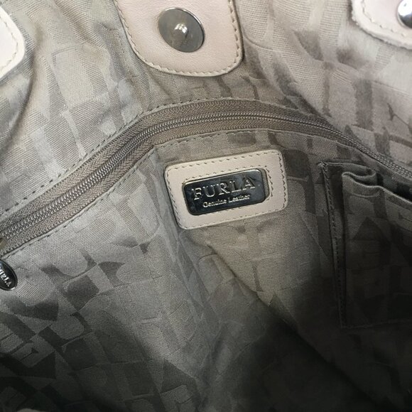 Furla Taupe Leather Tote Bag with Chain Handles - Picture 6 of 11